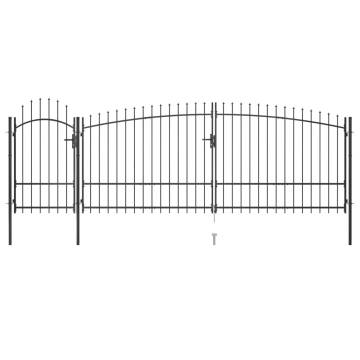  Garden Fence Gate with Spear Top 5x2.25 m Black