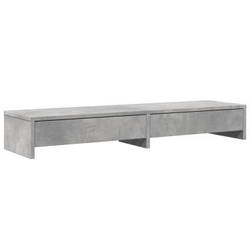  Monitor Stand with Drawers Concrete Grey 100x27x15 cm Engineered Wood