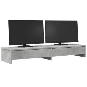  Monitor Stand with Drawers Concrete Grey 100x27x15 cm Engineered Wood