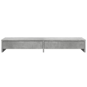  Monitor Stand with Drawers Concrete Grey 100x27x15 cm Engineered Wood