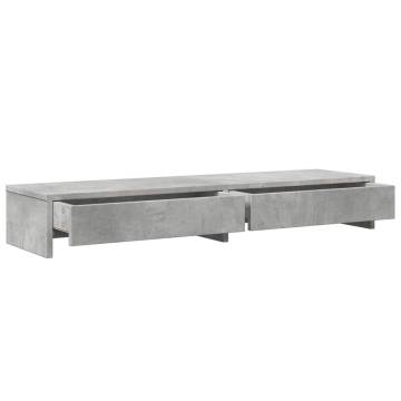  Monitor Stand with Drawers Concrete Grey 100x27x15 cm Engineered Wood