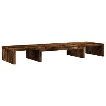  Monitor Stand Riser Adjustable Smoked Oak 80x24x10.5 cm Engineered Wood