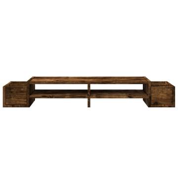  Monitor Stand with Storage Smoked Oak 100x27x15 cm Engineered Wood