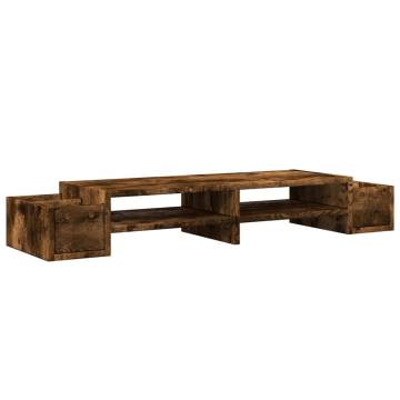  Monitor Stand with Storage Smoked Oak 100x27x15 cm Engineered Wood