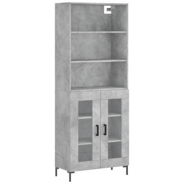 Highboard Concrete Grey 69.5x34x180 cm Engineered Wood