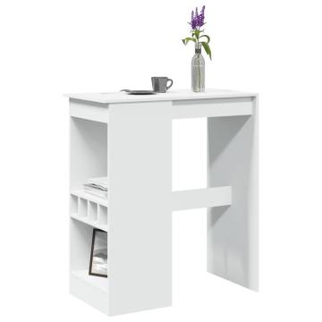  Bar Table with Racks White 90x47.5x103.5 cm Engineered Wood