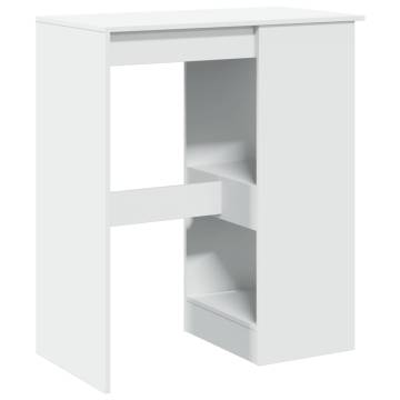  Bar Table with Racks White 90x47.5x103.5 cm Engineered Wood