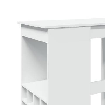  Bar Table with Racks White 90x47.5x103.5 cm Engineered Wood