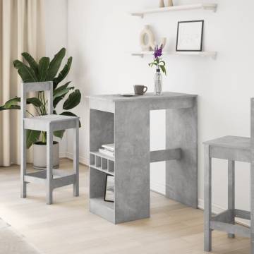  Bar Table with Racks Concrete Grey 90x47.5x103.5 cm Engineered Wood