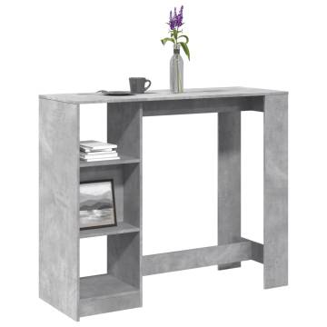  Bar Table with Shelf Concrete Grey 124x46x103.5 cm Engineered Wood