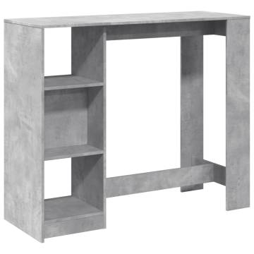  Bar Table with Shelf Concrete Grey 124x46x103.5 cm Engineered Wood