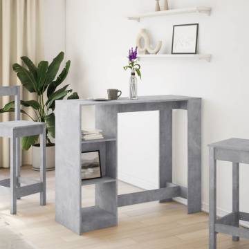  Bar Table with Shelf Concrete Grey 124x46x103.5 cm Engineered Wood