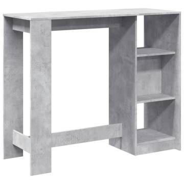  Bar Table with Shelf Concrete Grey 124x46x103.5 cm Engineered Wood