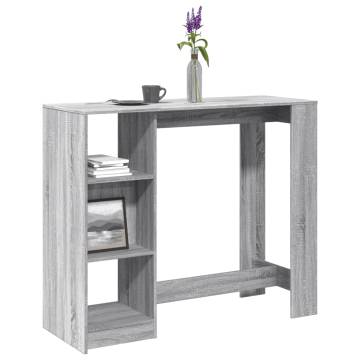  Bar Table with Shelf Grey Sonoma 124x46x103.5 cm Engineered Wood