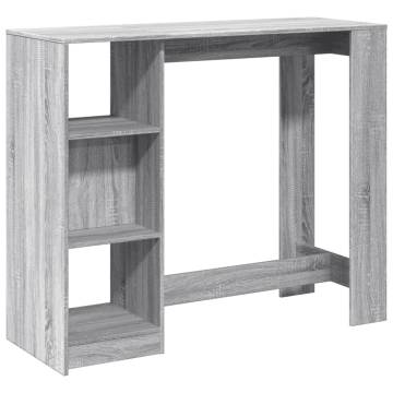  Bar Table with Shelf Grey Sonoma 124x46x103.5 cm Engineered Wood