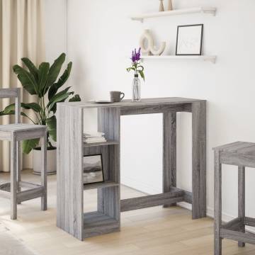  Bar Table with Shelf Grey Sonoma 124x46x103.5 cm Engineered Wood