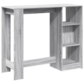  Bar Table with Shelf Grey Sonoma 124x46x103.5 cm Engineered Wood