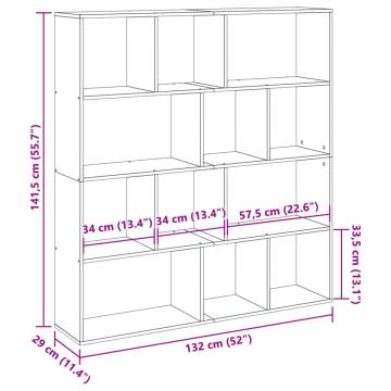  Book Cabinet Artisian Oak 132x29x141.5 cm Engineered Wood