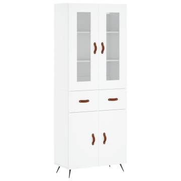 Highboard White 69.5x34x180 cm Engineered Wood