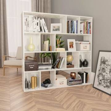  Room DividerBook Cabinet High Gloss White 110x24x110 cm Engineered Wood