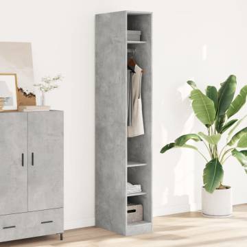  Wardrobe Concrete Grey 30x50x200 cm Engineered Wood