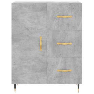 Highboard Concrete Grey 69.5x34x180 cm Engineered Wood