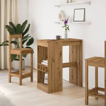  Bar Table with Racks Artisan Oak 90x47.5x103.5 cm Engineered Wood