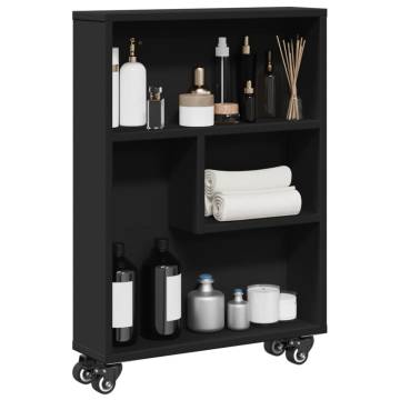  Narrow Storage Trolley Black 48x13x68 cm Engineered Wood