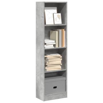  Bookcase Concrete Grey 40x24x143 cm Engineered Wood