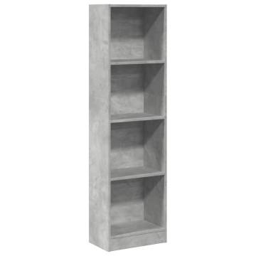  Bookcase Concrete Grey 40x24x143 cm Engineered Wood