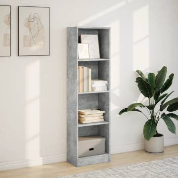  Bookcase Concrete Grey 40x24x143 cm Engineered Wood