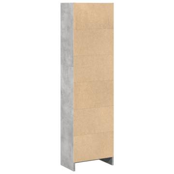  Bookcase Concrete Grey 40x24x143 cm Engineered Wood