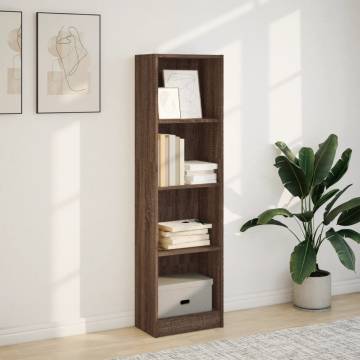  Bookcase Brown Oak 40x24x143 cm Engineered Wood