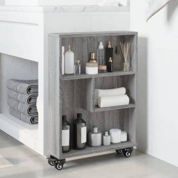  Narrow Storage Trolley Grey Sonoma 48x13x68 cm Engineered Wood