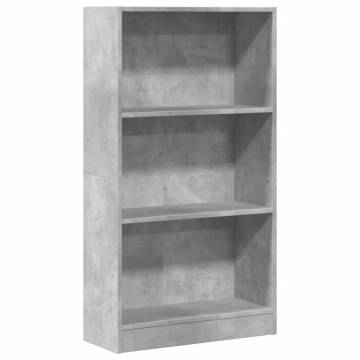  Bookcase Concrete Grey 60x24x109 cm Engineered Wood