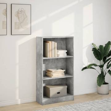  Bookcase Concrete Grey 60x24x109 cm Engineered Wood