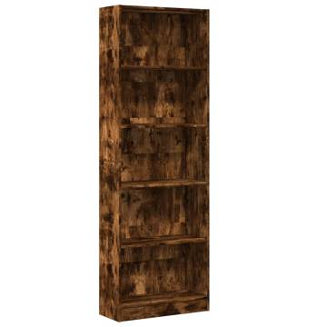  Bookcase Smoked Oak 60x24x176 cm Engineered Wood