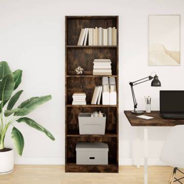  Bookcase Smoked Oak 60x24x176 cm Engineered Wood