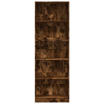  Bookcase Smoked Oak 60x24x176 cm Engineered Wood