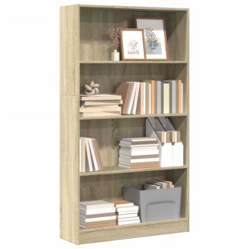  Bookcase Sonoma Oak 80x24x143 cm Engineered Wood