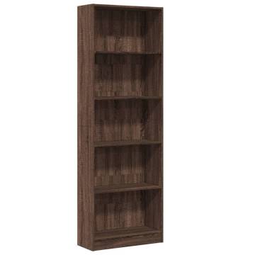  Bookcase Brown Oak 60x24x176 cm Engineered Wood