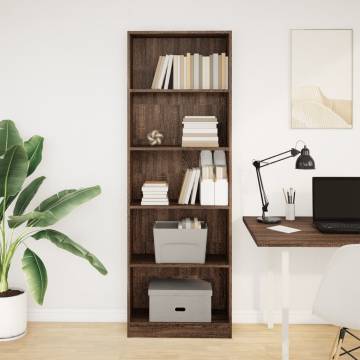  Bookcase Brown Oak 60x24x176 cm Engineered Wood