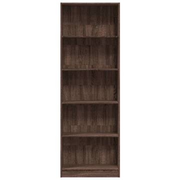  Bookcase Brown Oak 60x24x176 cm Engineered Wood