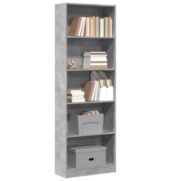  Bookcase Concrete Grey 60x24x176 cm Engineered Wood