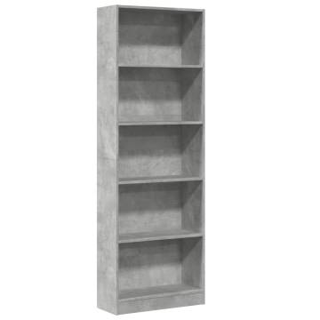  Bookcase Concrete Grey 60x24x176 cm Engineered Wood