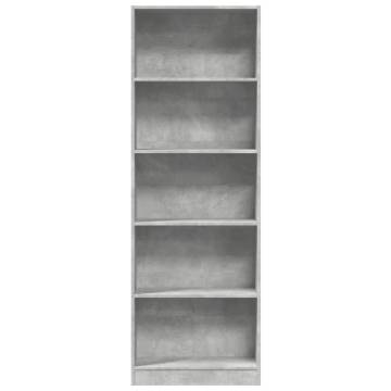  Bookcase Concrete Grey 60x24x176 cm Engineered Wood