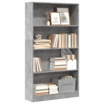  Bookcase Concrete Grey 80x24x143 cm Engineered Wood