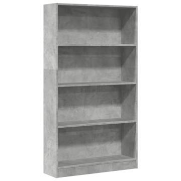  Bookcase Concrete Grey 80x24x143 cm Engineered Wood