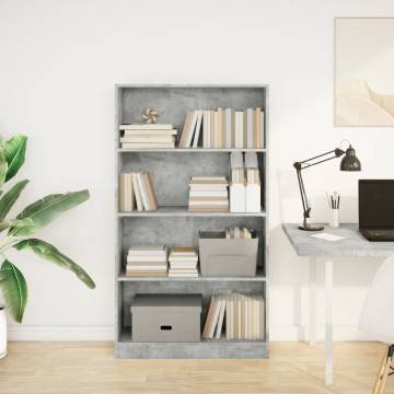  Bookcase Concrete Grey 80x24x143 cm Engineered Wood