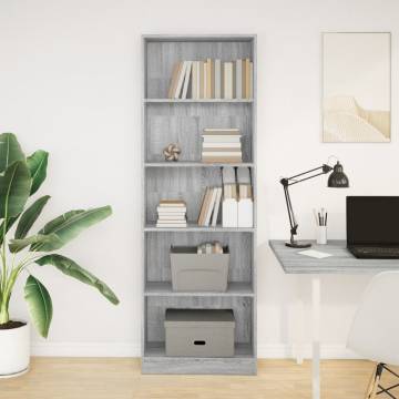  Bookcase Grey Sonoma 60x24x176 cm Engineered Wood